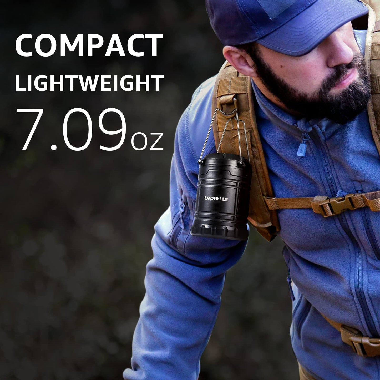 Lepro Bundle - LED Camping Lanterns Battery Powered, Collapsible, IPX4 Water Resistant, 4 Packs & PR320019-2 Super Bright Head lamp with Motion Sensor, 230° Wide Beam & Adjustable