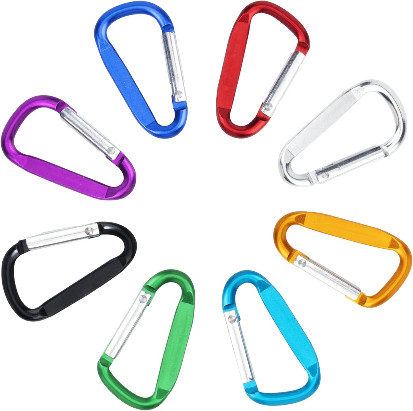 SWATOM Aluminum D-Shape Carabiner Clips | 1.6-3 Inch Spring Snap Hooks for Outdoor Use
