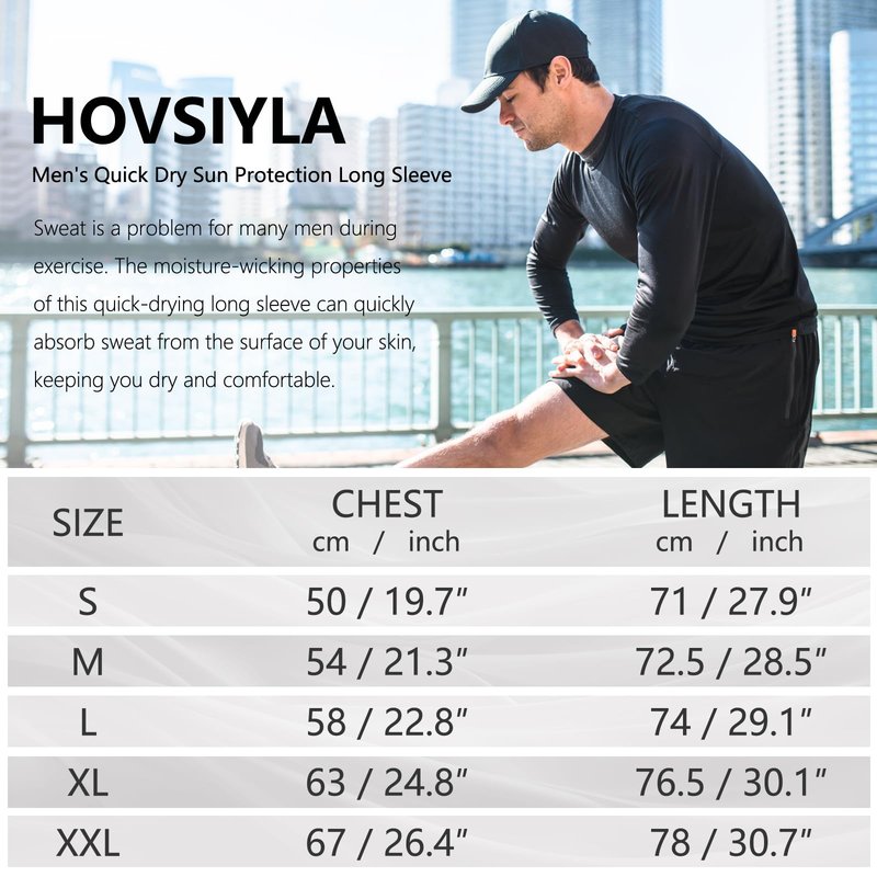 HovSiyla Long Sleeve Shirts for Men Moisture Wicking Mens Tee Shirts Workout Sun Protection T Shirt for Running 5 Black L