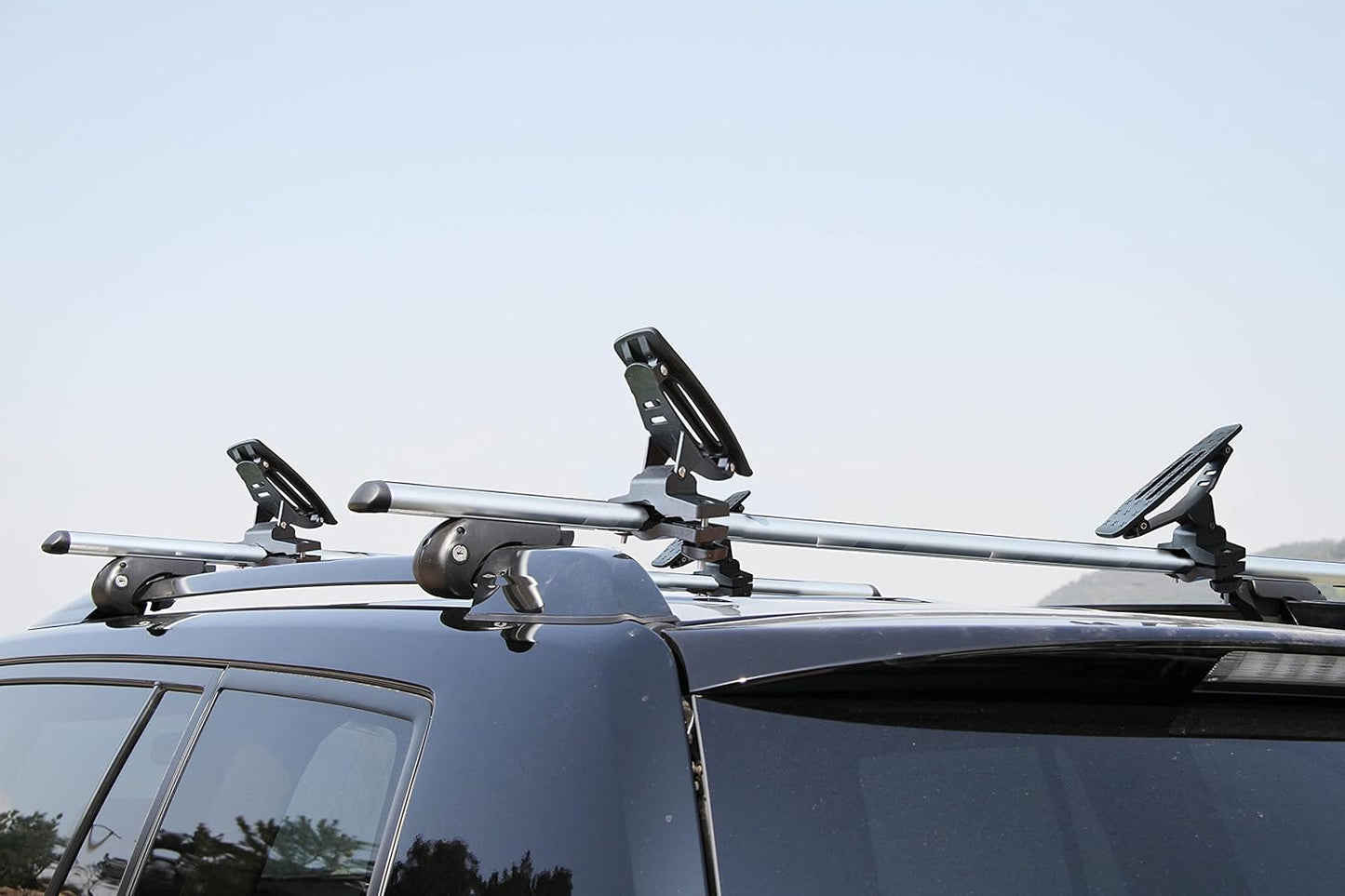 135LB Kayak Saddle, Aluminum Rustless Kayak Roof Rack with 1.5" Width Tie Down Straps for Carrier Canoe Boat Paddle Board Surfboard, to Mount on Car SUV Truck Crossbar