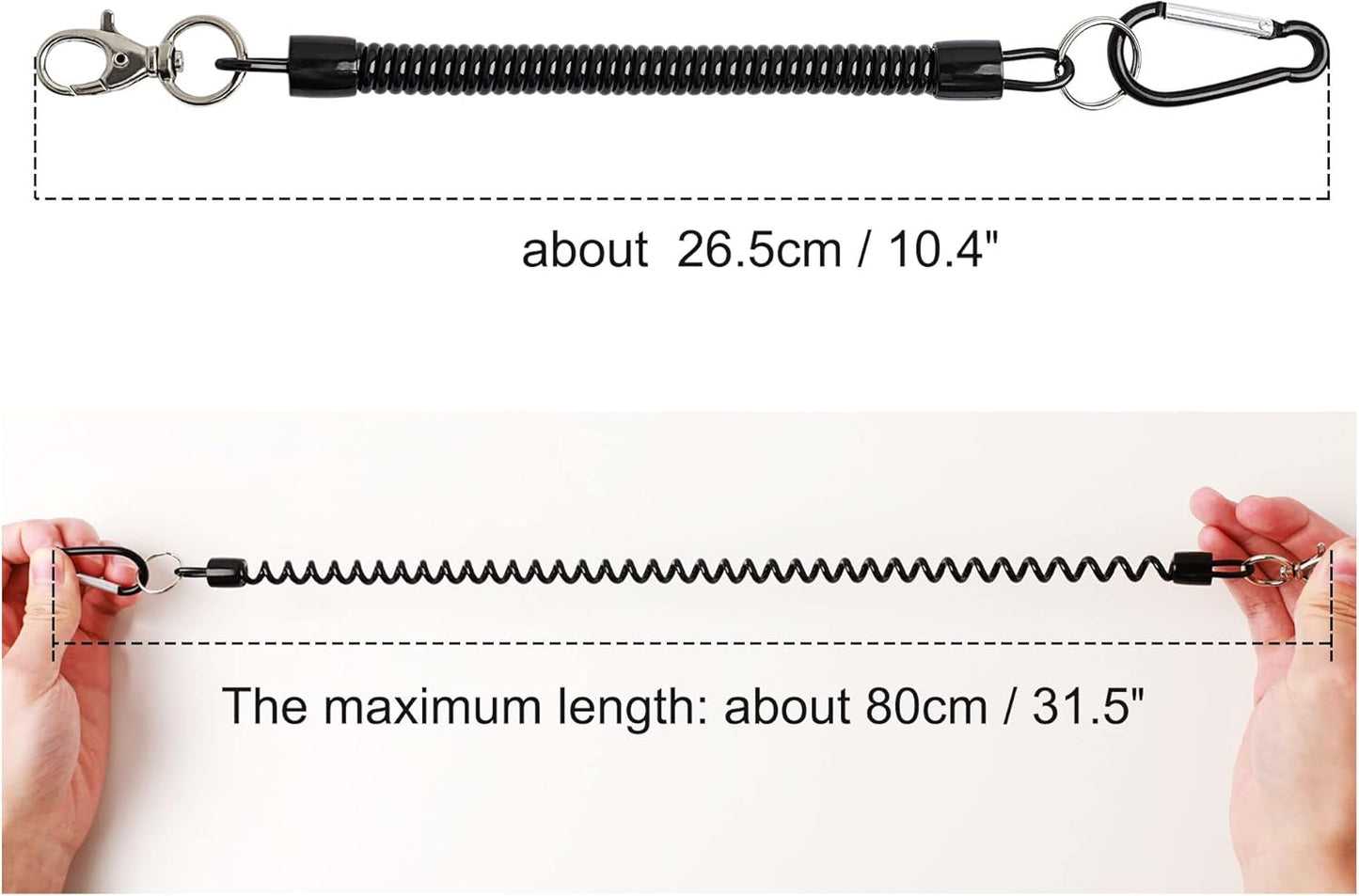 uxcell Spiral Fishing Lanyard, Retractable Safety Coiled Cord Lanyard with Lobster Clasp, Elastic Spring Coil Rope Strap Leash for Fishing, Climbing, Boating, Pliers Tool, 1 Pcs
