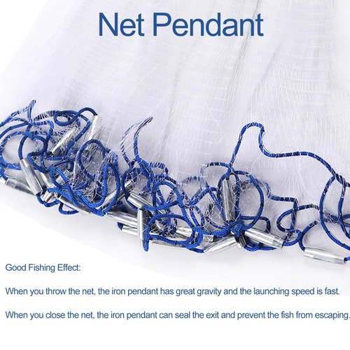 Lawaia Cast Net Cast Nets for Fishing Hand Throw Bait Nets 1/2 inch Mesh Freshwater Saltwater Fish Gear - Ideal for Shrimp, Fish & Fly Fishing with 7FT Radius