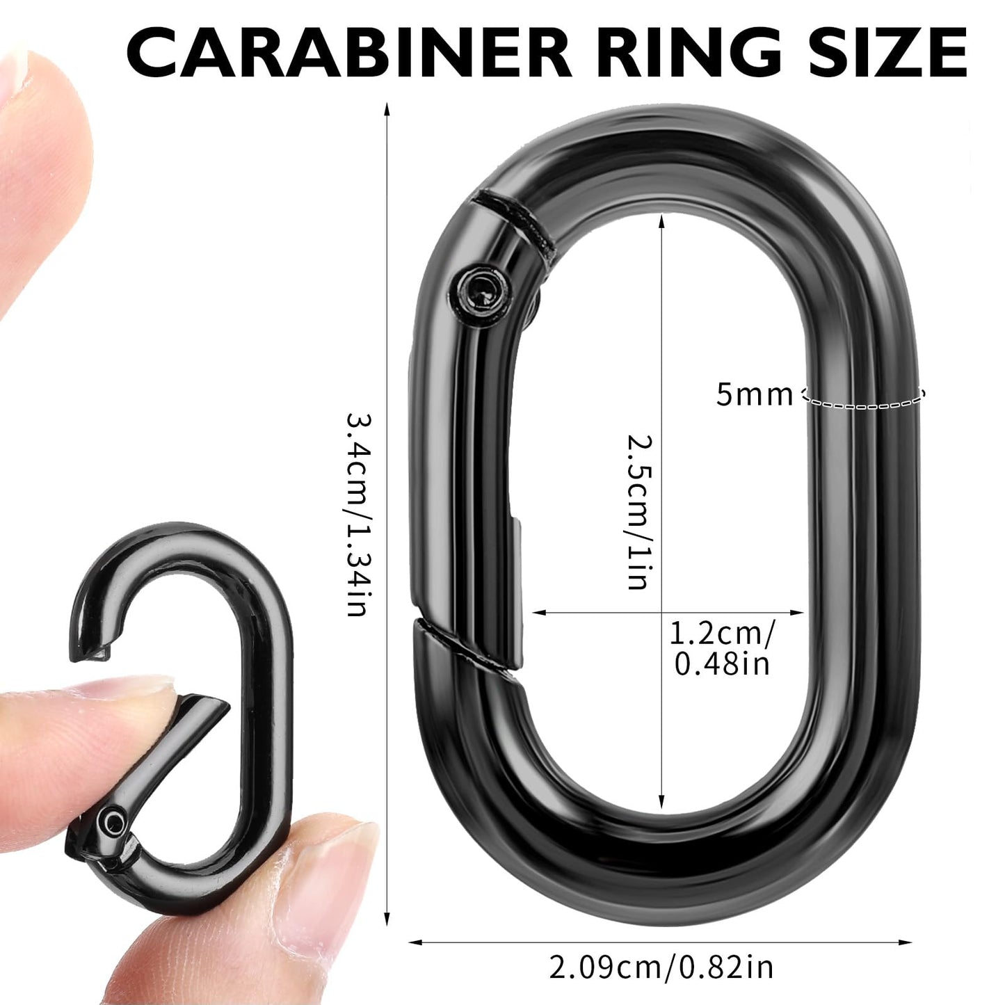 10 Pcs Small Carabine Black Mini Carabiner Clip 1in Tiny Spring Snap Hook Heavy Duty Key Ring for Car Keychain Hooks Outdoor Camping Fishing Climbing Hiking Wallet Purse Keychain Replacement