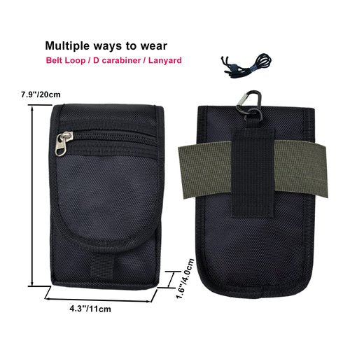 Belt Tool Pouch Holster, Multitool Organizer Pouch for EDC Gears Cellphone Case, Maezar Utility Sheath Bag, Nylon Tactical Tool Bag for Men, Small Pocket Phone Holder with D-Ring, Zipper(Black)