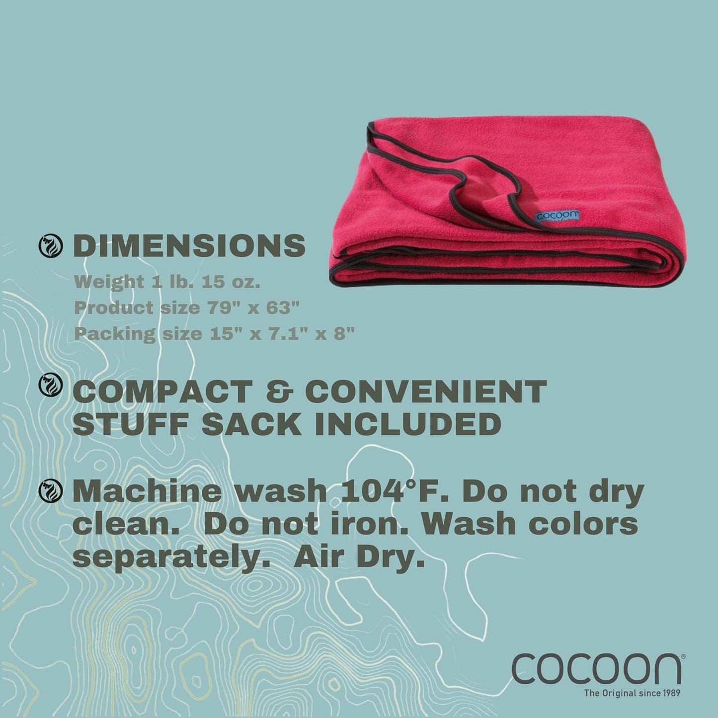 cocoon- Premium - Travel Fleece Blanket - Cozy, Soft, Warm, Lightweight - Regular 79" x 63"