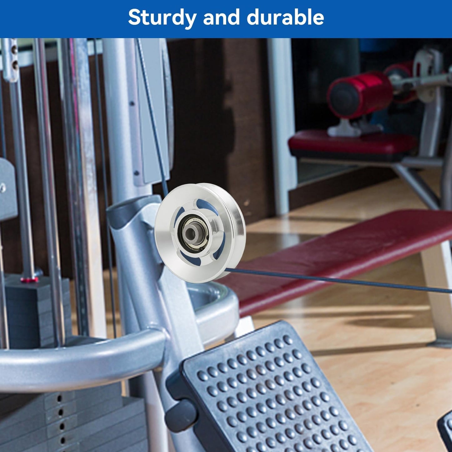 Cyrank Pulley Wheel, 90mm Universal Aluminium Alloy Gym Cable Pulley Wheel Rotation 360 Degree Traction Pulley Wheel for Cable Machine Gym Equipment