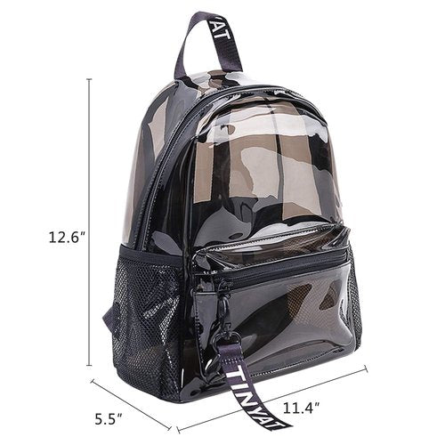 TINYAT Small Clear backpack for Women See Through Clear Bag Cute Transparent Backpack for Work, Concerts, Sports, Travel