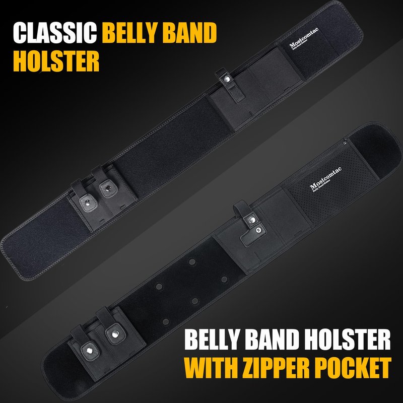 Mostcomtac Belly Band Holster for Men & Women - Comfortable Carry Gun Holster for 9MM and 380 with Breathable Neoprene, Fits Glock 19 17 42 43 43x, Taurus, Ruger LCP, S&W M&P Shield for Most Handguns