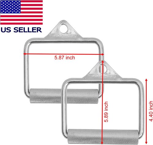 FITNESS MANIAC 2X Handle Cable Attachments Machine Workout Fitness D-Handle Stirrup 1 Pair