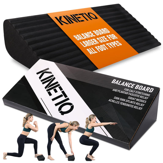 KINETIQ Plantar Fasciitis Relief Foot And Calf Stretcher - Ankle Strengthener, Achilles Tendonitis Relief, Calf Roller, Incline Board for Calf Stretching, Foot Rocker, Rocking Slant Board, Ankle Rehab