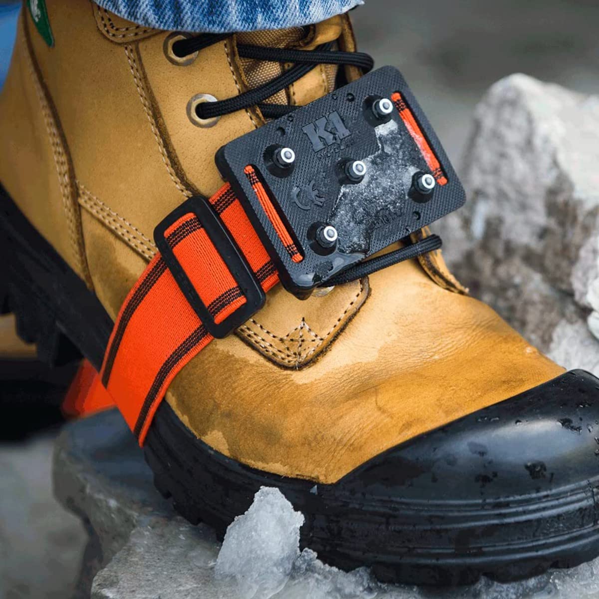 K1 Mid-Sole Ice Cleats for Men & Women - Rotatable Traction Aids For Winter Snow - Hi Vis - Low Profile