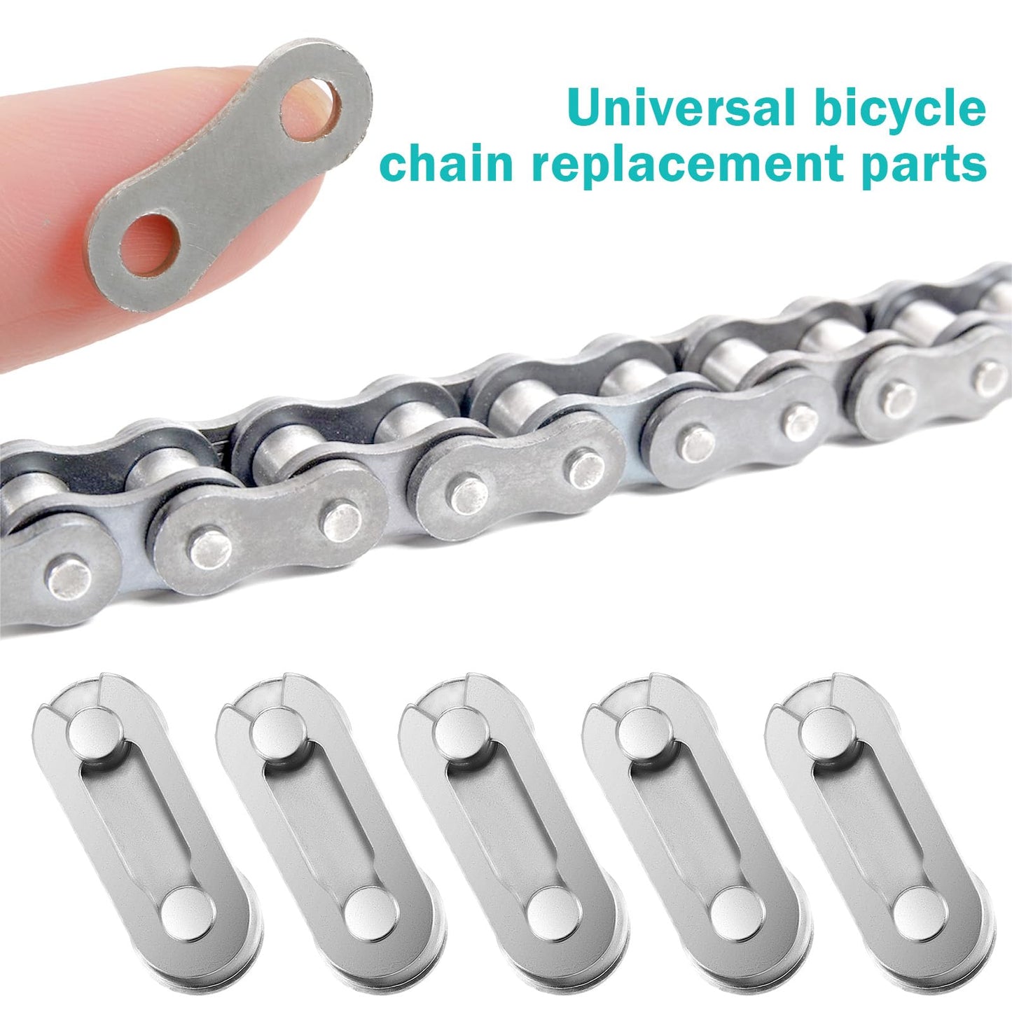 AOZUO 30 Set Bike Chain Master Link, Single Speed Bicycle Missing Link Bike Chain Link Connectors Repair Parts for Mountain Bike BMX Bike Motorcycles (Silver)