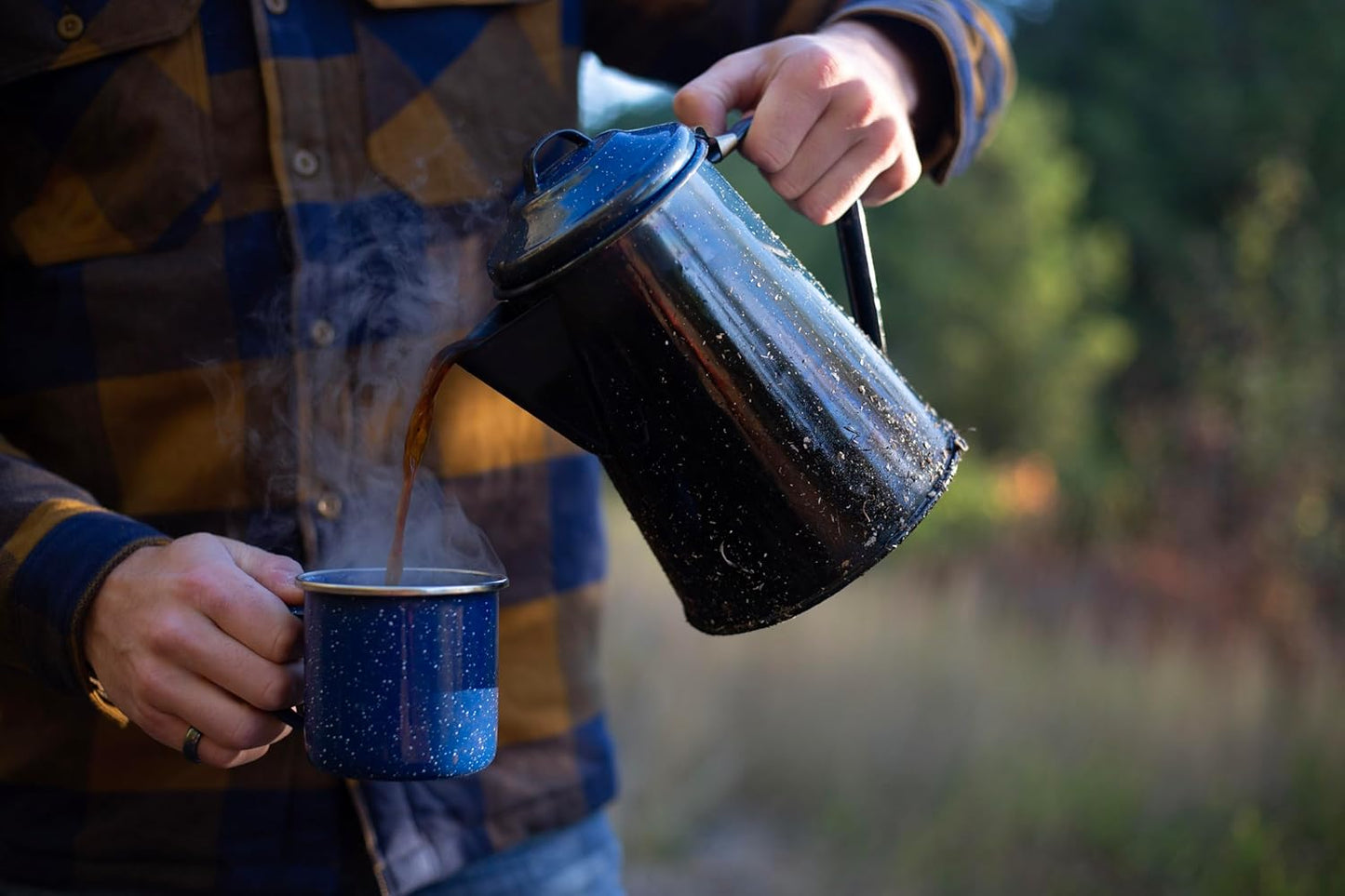 GSI Outdoors Enamel Coffee Pot to Store Hot Coffee, Tea for Camping & Farmhouse - 8 Cup