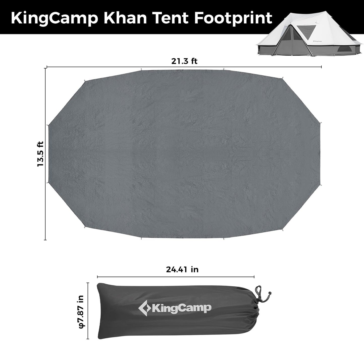 KingCamp Tent Footprint Waterproof Camping Tarp, Ultralight Lightweight Durable Groundsheet for Camping Hiking Backpacking - Fits for KingCamp Khan Palace Tent