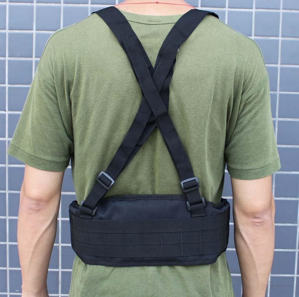 FAMI Tactical Battle Combat Airsoft Padded Equipment Molle Waist Belt with Adjustable Suspenders Free Straps