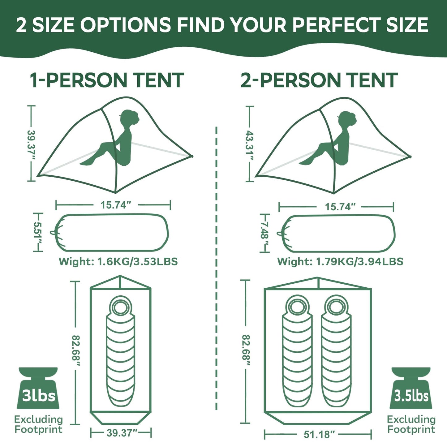 2-Person Lightweight Backpacking Tent - Waterproof Tent for Two Person, Ultralight Camping Tent for Outdoor, Easy Setup for Sports, Hiking, Travel by Croosseoutdoors