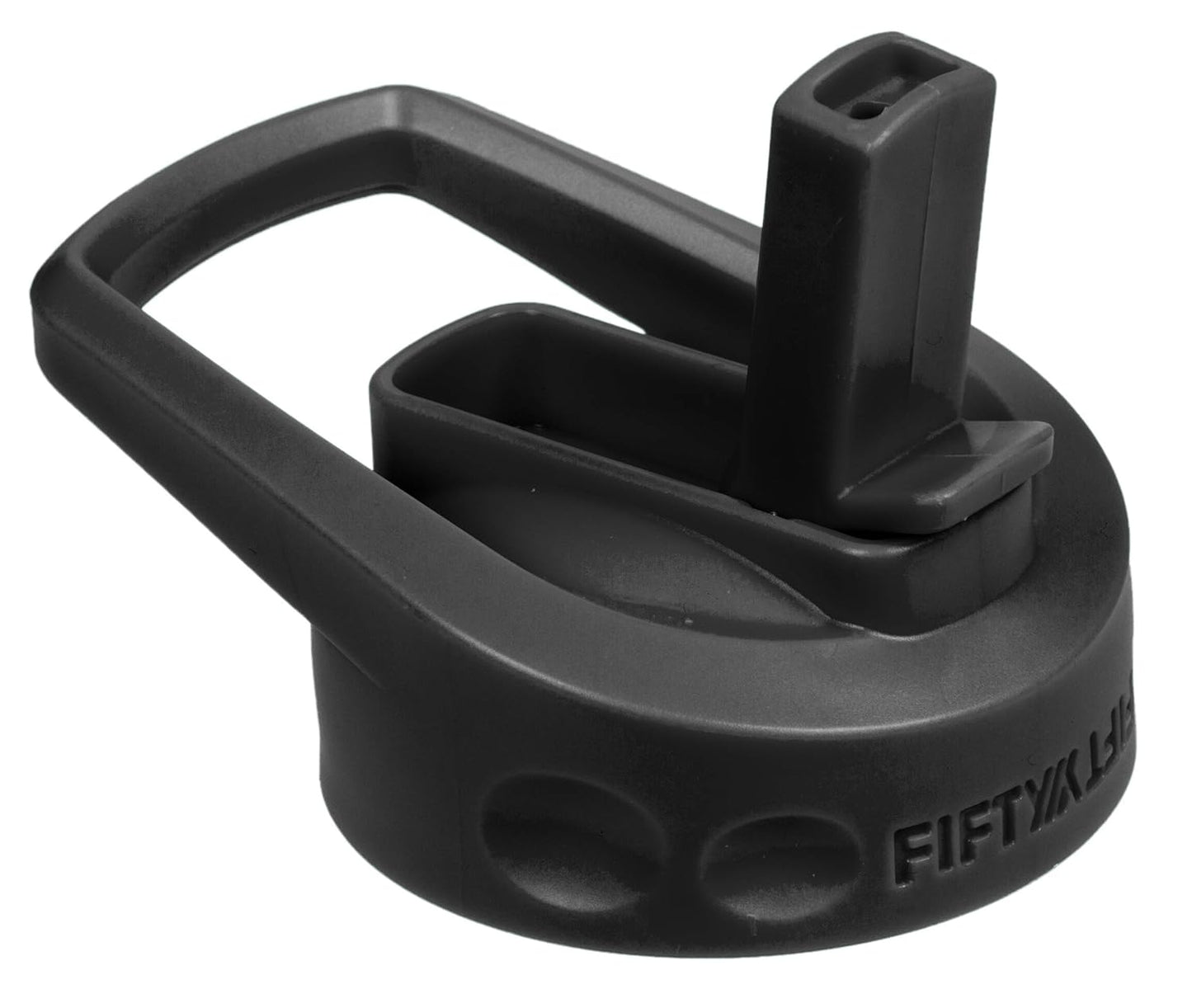 FIFTY/FIFTY A68002BK0 Wide Mouth Cap Lid Water Bottle with Straw, Plastic, Black