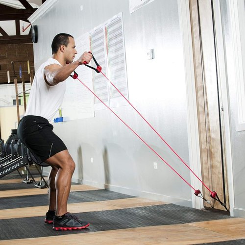 Lifeline Train Station with Two Easy-to-Attach Door Straps for Constant Tension to Build Muscles Pink, 30lb (13.60 kg)