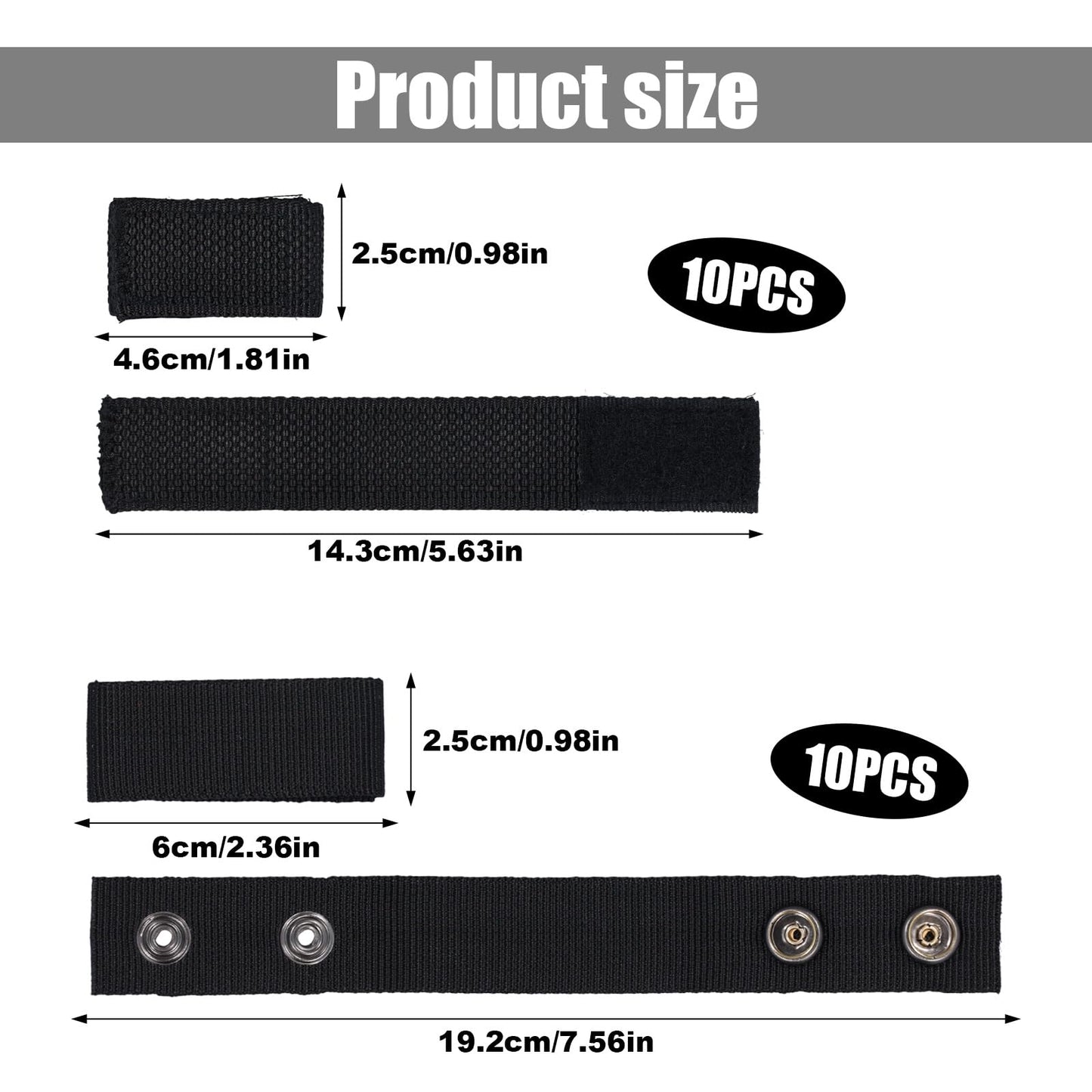 20pcs Belt Keepers for Duty Belt, Nylon Loop Clip Police Tactical Belt Holder Retainer with Double Snaps or Magic Adhesive Belt Stays Accessories for 1.5/2.5in Belts Police Law Enforcement Security