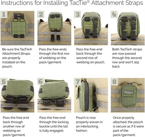 MAXPEDITION 3-Inch TacTie Attachment Straps (Pack of 4) MOLLE Clips for EDC Pouches and Pocket Organizers, Replacement MOLLE Straps for Tactical Gear