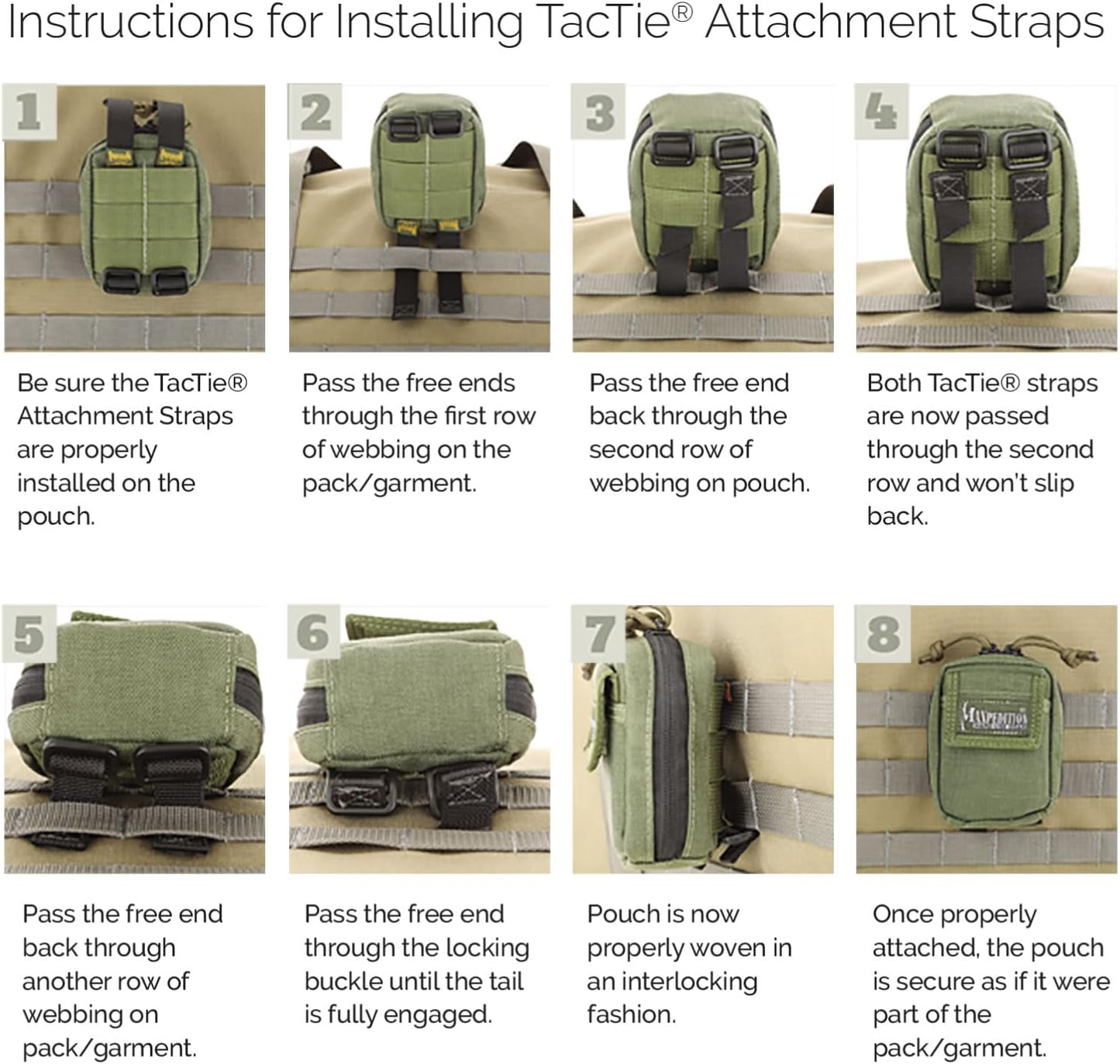 MAXPEDITION 3-Inch TacTie Attachment Straps (Pack of 4) MOLLE Clips for EDC Pouches and Pocket Organizers, Replacement MOLLE Straps for Tactical Gear