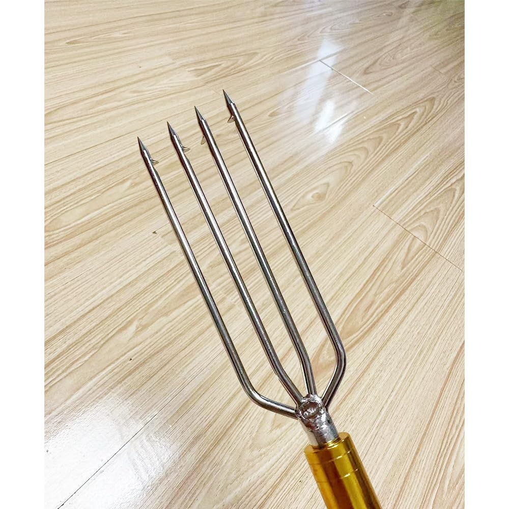 2PCS 3-5 Prong Stainless Steel Fishing Harpoon with Gig Gaff Hook Barb Single Claw 4/ 6mm Thick Fit 8mm/0.31in Fishing Rod Fish Spear Gaffs for Hunting Fish Frog (2pcs-4mm thick 4-Prong Harpoon)