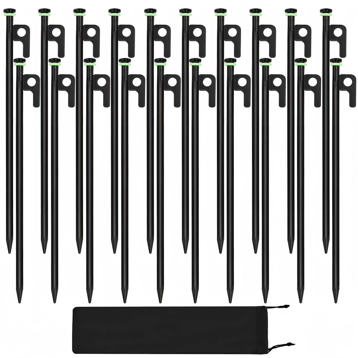 20Pcs Tent Stakes, 16in Heavy Duty Tent Stakes, Dia 0.35" Forged Steel Stakes Heavy Duty for Tent Used on Rocks, Grassland, Snowfield(20Pcs 16in Stakes)