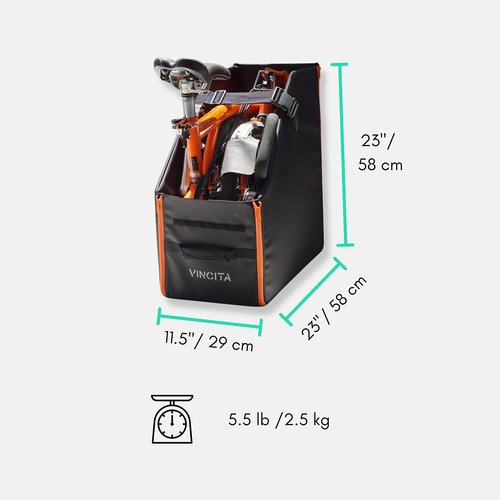 Vincita Keeper Box for Brompton Folding Bicycle,Keep The Bike Vertical In The Car Trunk To Save Space And Avoid Damange,Integrated Cover Included (Black With White Zipper)