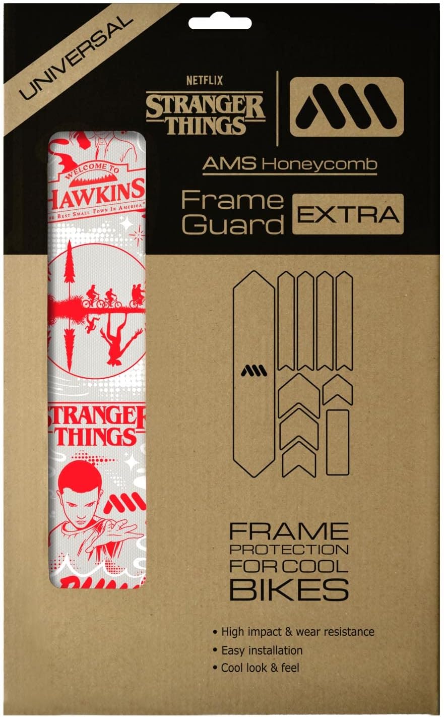 All Mountain Style Bike Frame Protector Extra - Universal Fit, 10-Piece Set for Down Tube, Chainstay, Cable Wear, High-Impact Honeycomb PVC