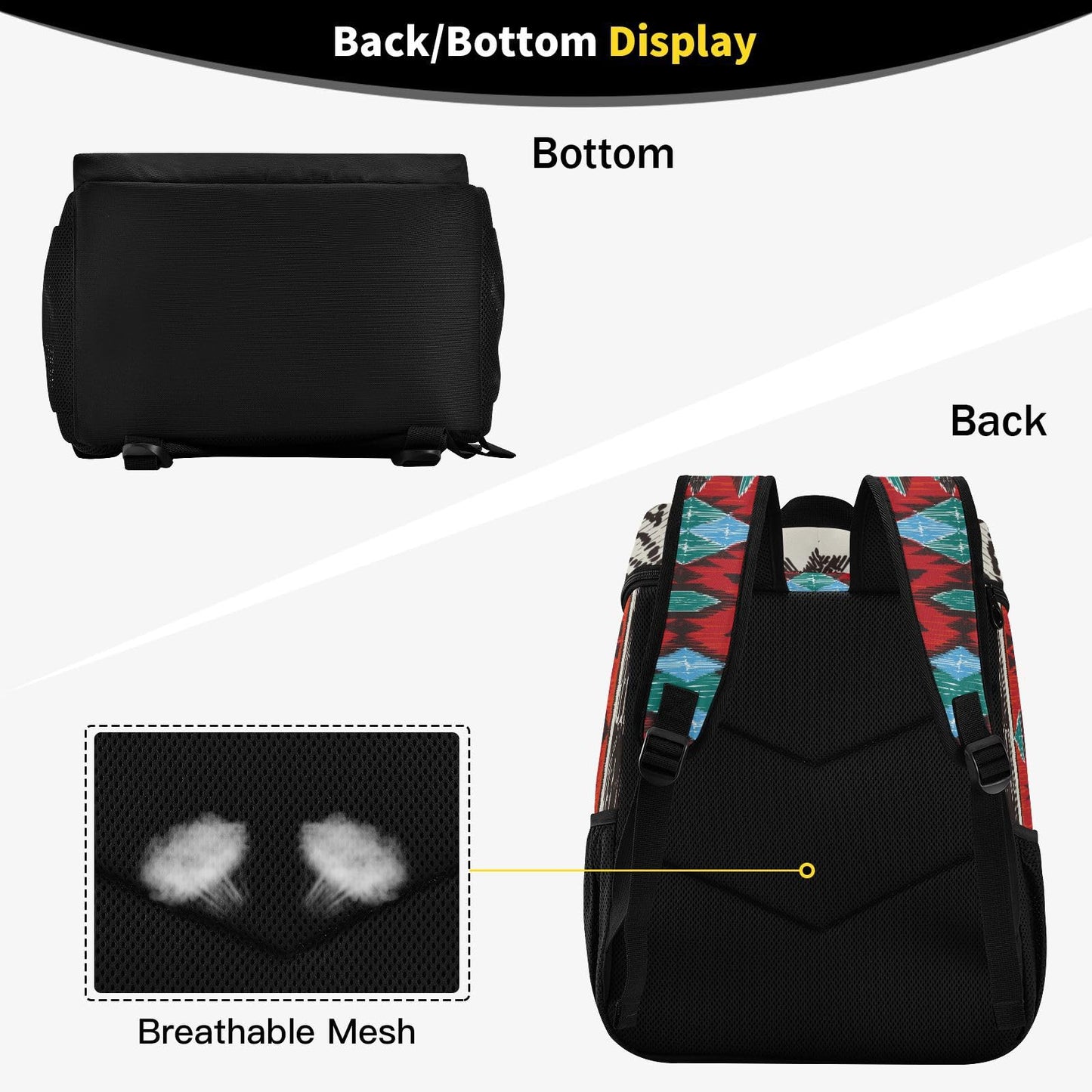 Red Aztec Bohemia Tribe Cooler Backpack Insulated Leak Proof Beach Cooler Bag 30 Cans Waterproof Lightweight Soft Lunch Picnic Hiking Camping Backpack Cooler for Men Women