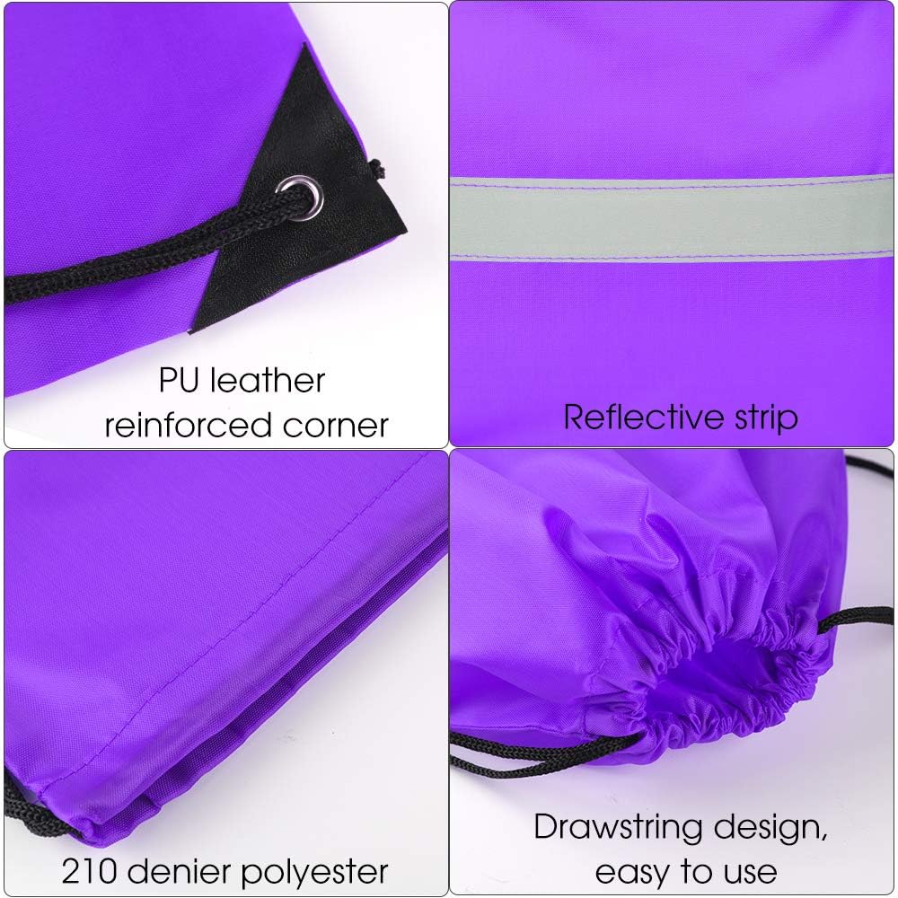 KUUQA 15 Pack Drawstring Backpack Bag Bulk Reflective Backpack String Bags Cinch Sack Backpack for Team Yoga Sport Gym Traveling