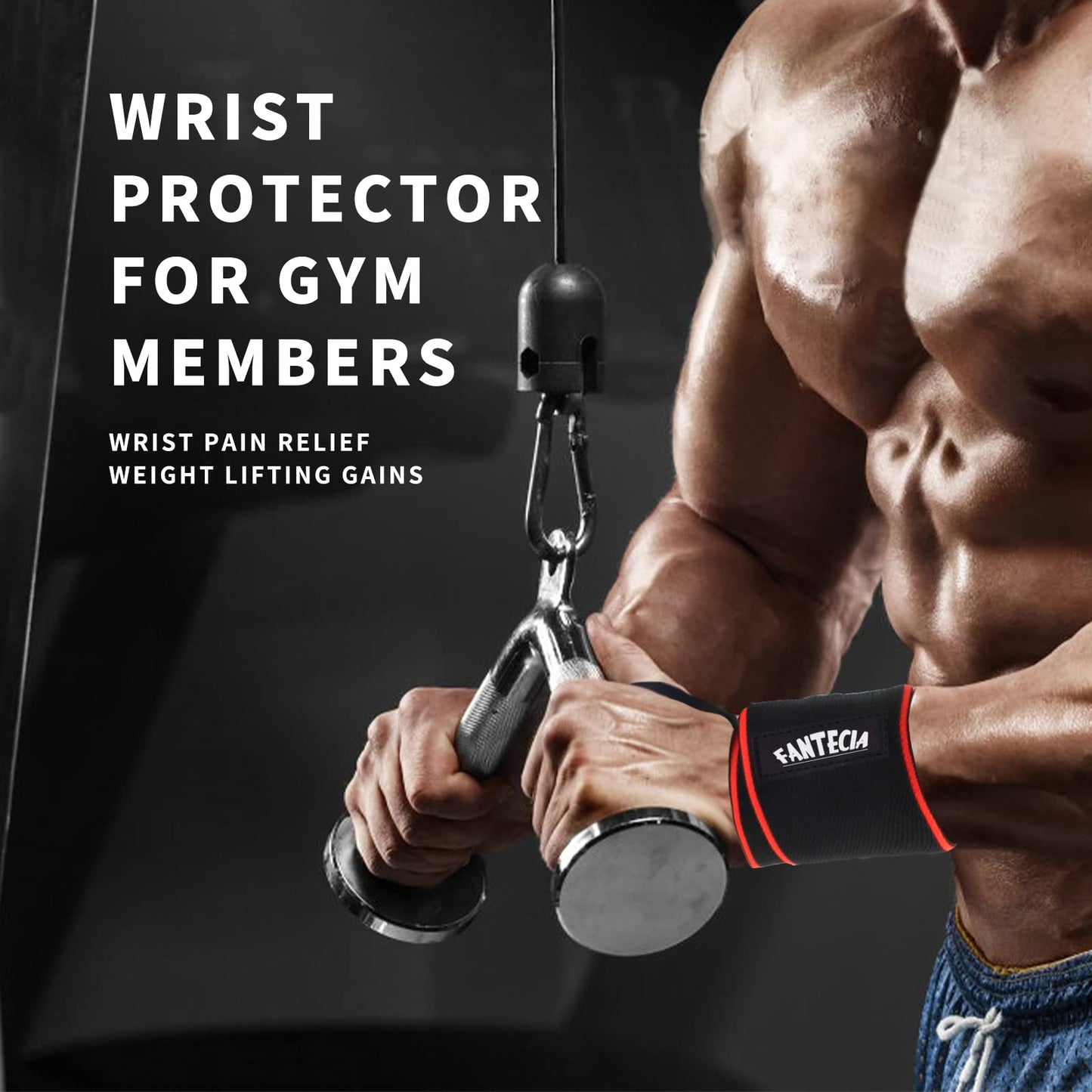FANTECIA Wrist Wraps for Fitness Strength Training, Professional Grade with Thumb Loops, Wrist Support Braces for Men & Women, Use for Weight Lifting, Bodybuilding, Powerlifting