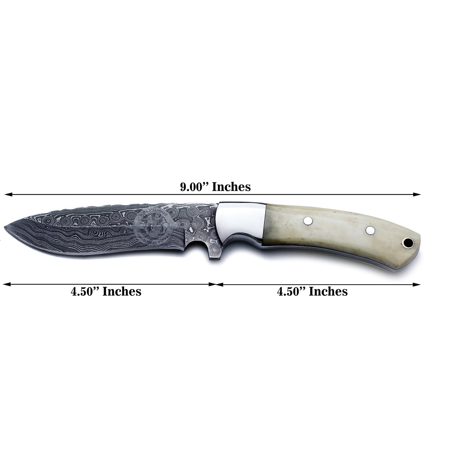 WolfKlinge Handmade Damascus Steel Knife Bowie for Hunting,Survival,Camping,Bushcrafting and Fishing Fixed Blade Dagger with Drop point Full Tang Micarta Handle-Cowhide-Leather Sheath - WKD-793