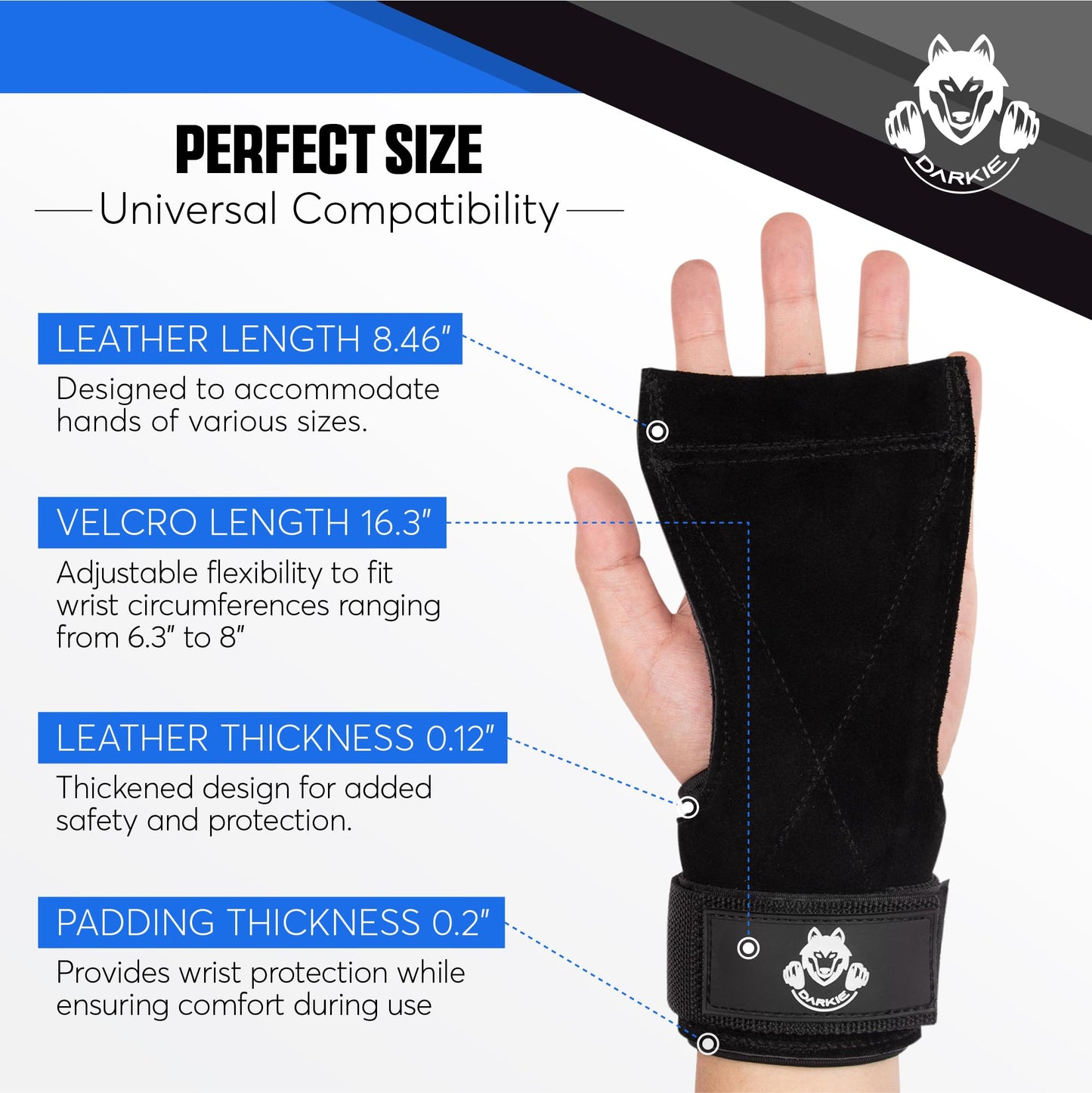 DARKIE Weight Lifting Wrist Strap - Lifting Straps for Weightlifting - Double Layer Leather Weightlifting Wrist Strap for Deadlift and Powerlifting - Adjustable Neoprene Padded Gym Workout Lifting Wrist Hooks for Men/Women(Pair)