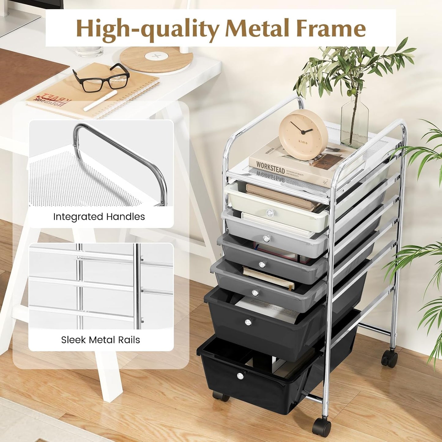 RELAX4LIFE 6-Drawer Rolling Storage Cart - Classroom Organization on Wheels w/Removable Plastic Drawers, Mobile Art Craft Cart for School Paper Home Office, Utility Cart with Drawers (Macaron)