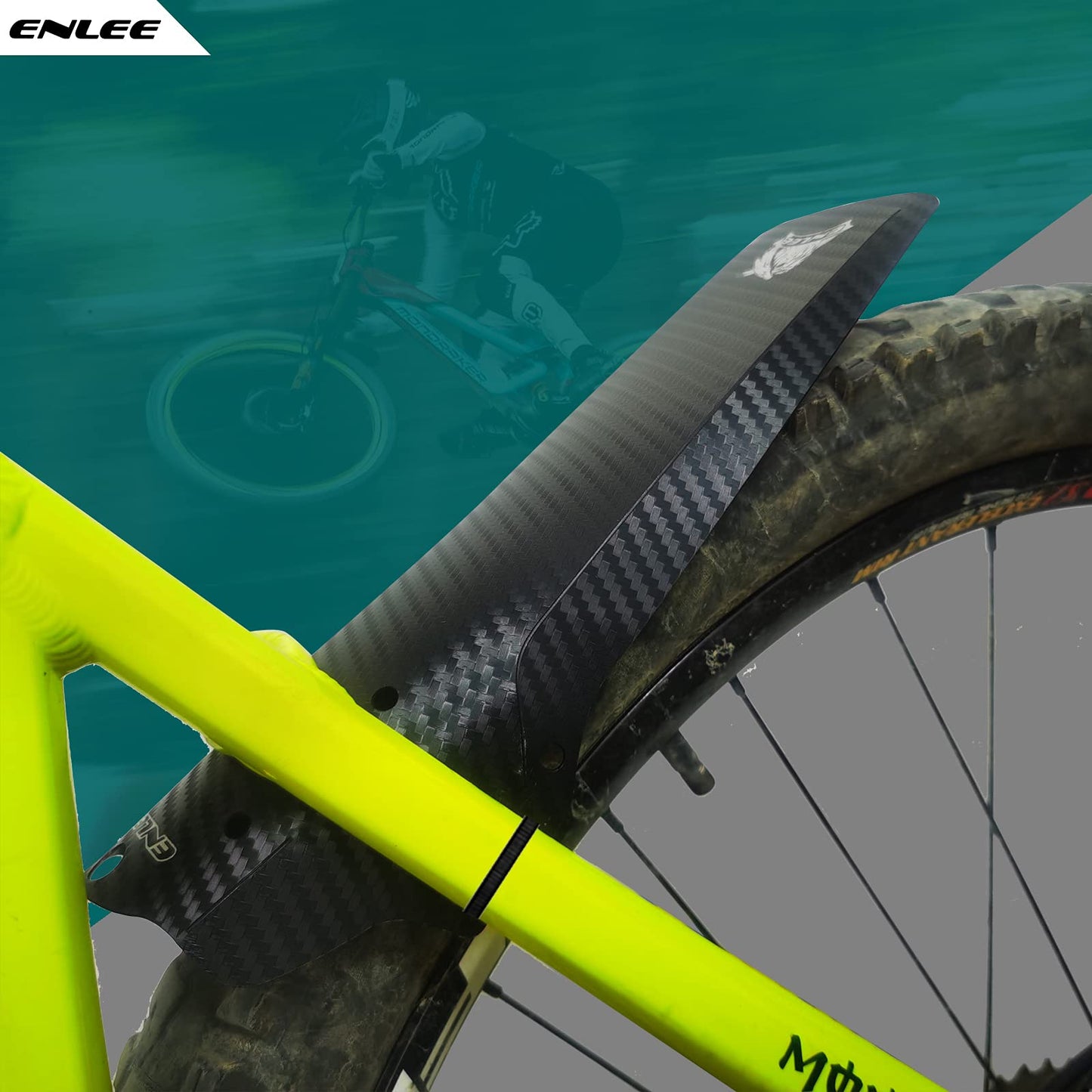 ENLEE MTB Fenders, 1PC New Second Generation, Lightweight Design, Durable and Wear-Resistant Bike Mudguards Fender, Fits 20,24,26,27.5 and 29 inches, MTB Accessories (Army Green)