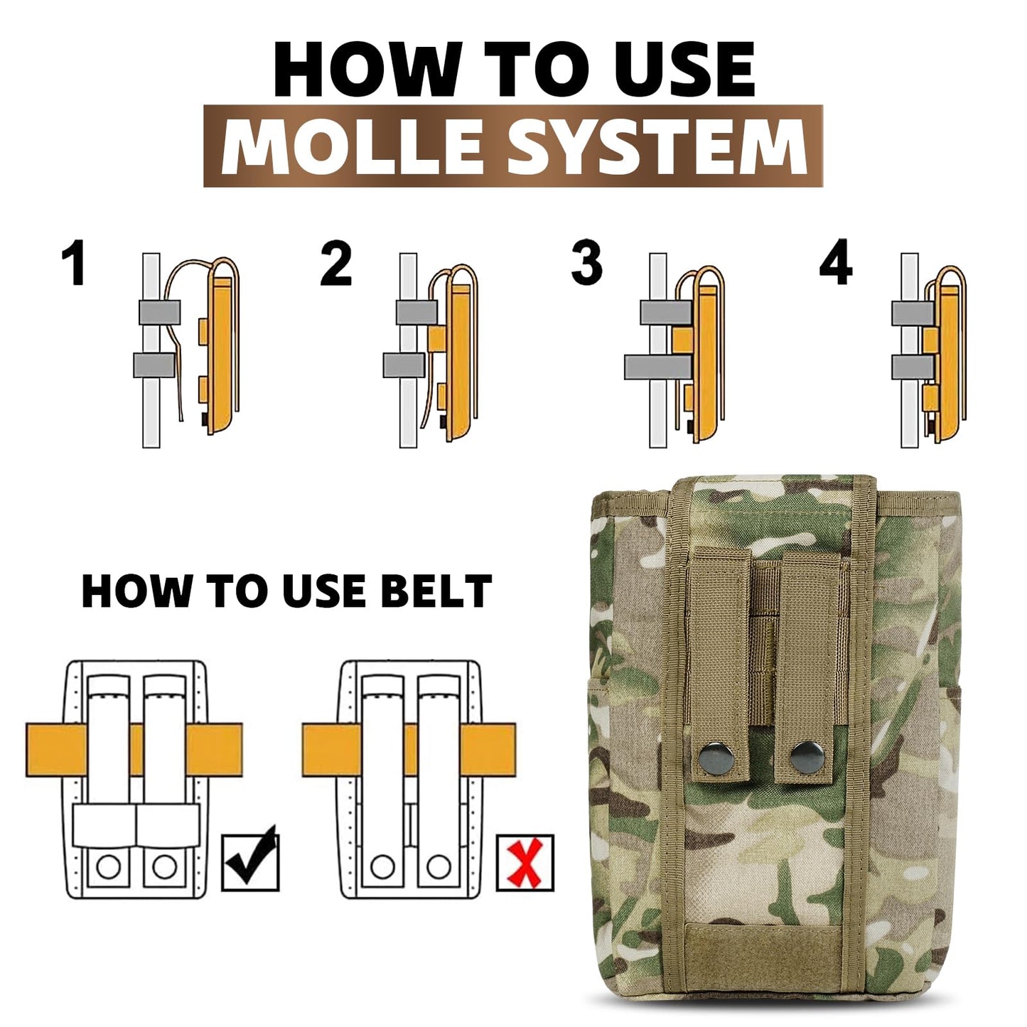 Dump Pouch-Tactical molle Pouches, Drawstring Magazine Utility Pouch Folding Dump Pouch Waist Bag. (MC)