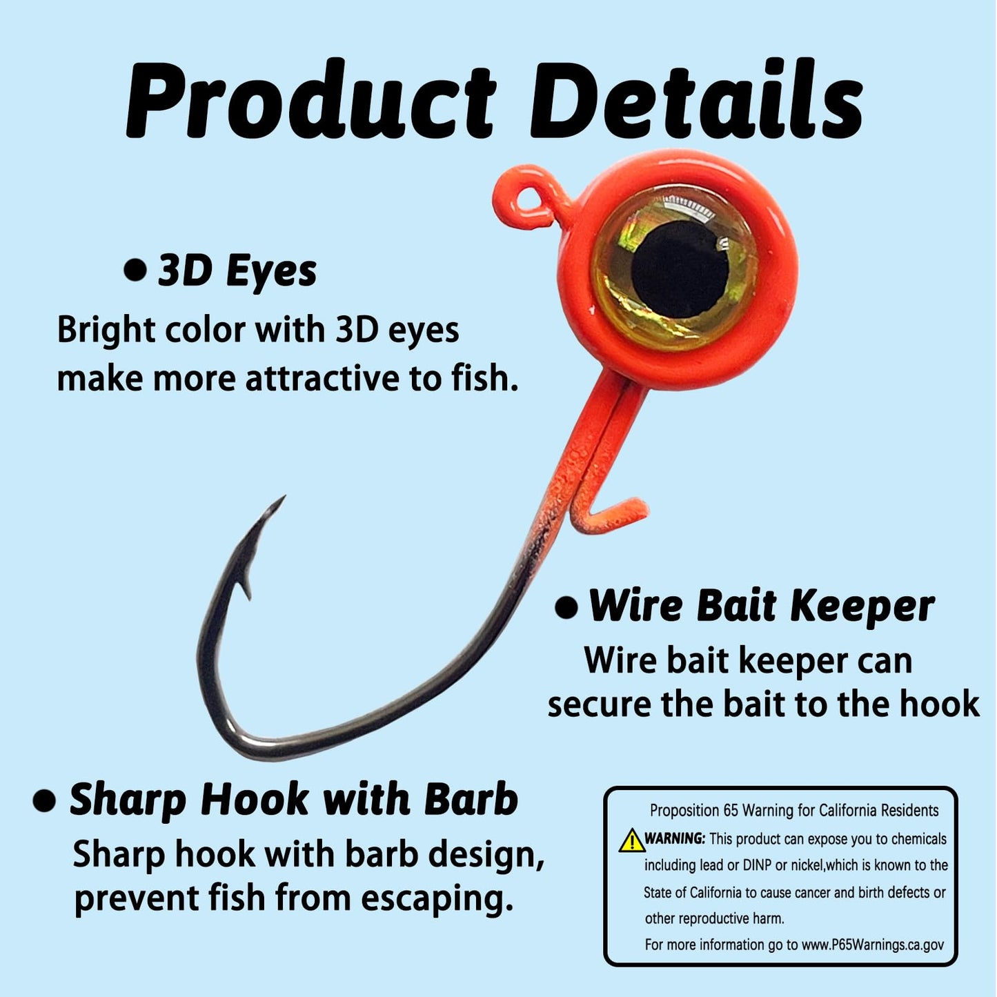 Fish Corner 20pcs Crappie Jig Heads, Assort, 1/8oz