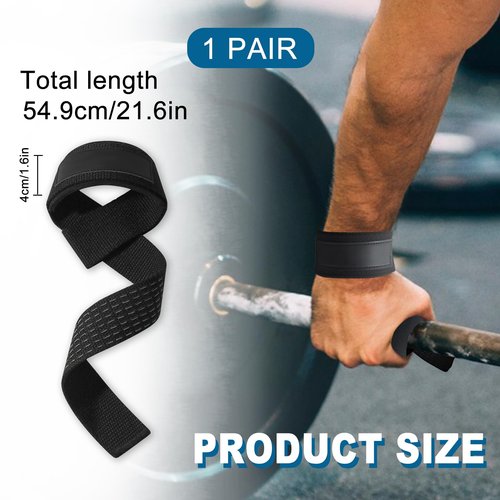 Feelorna Lifting Wrist Straps, Lifting Grips with Extra Hand Surpport Gym Wrist Wraps with Padded and Anti-Skid Silicone for Weightlifting, Bodybuilding (Black)