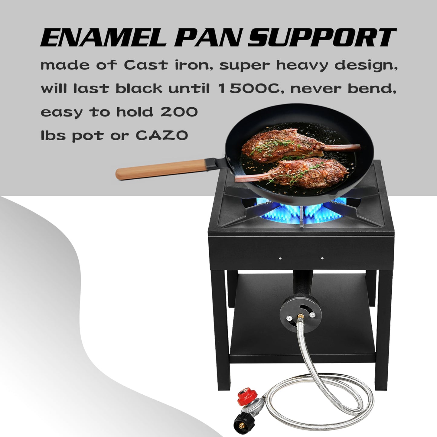 Vivicreate 185000 BTU Camping Camp Range Chef Griddle Outdoor Kitchen Garden grill propane gas 0-20 PSIG high pressure cook Stove Burner estufa Quemador cusina (Cast Iron)