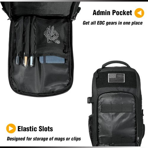 DBTAC Tactical Personal Defense EDC Bags & Packs | 10L Military Shoulder Backpack with Sling for Concealed Carry, Range, Travel, Hiking, Outdoor Sports (Black)