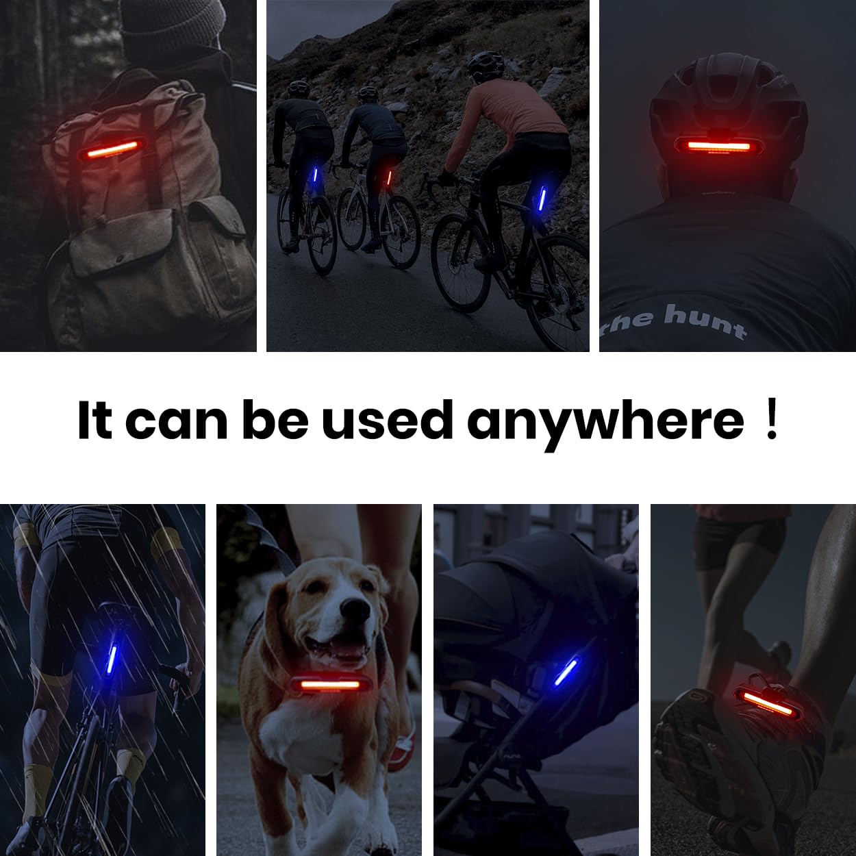 New Bike Tail Light with Red-Blue Dual Color,5 Modes,Silicone Strap,USB Rechargeable,Waterproof,168 Lumens Super Bright Bicycle Rear Lights Turn Signals for Night Riding