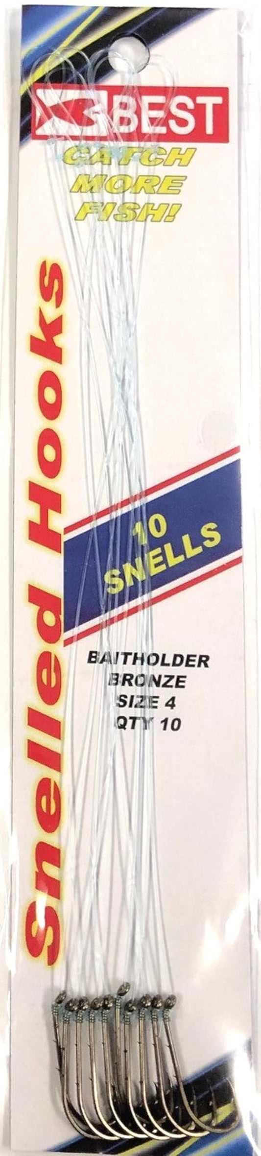 K&E STOPPER LURES BAITHOLDER SNELLED Hook/Size 4/10 Pack/Bronze