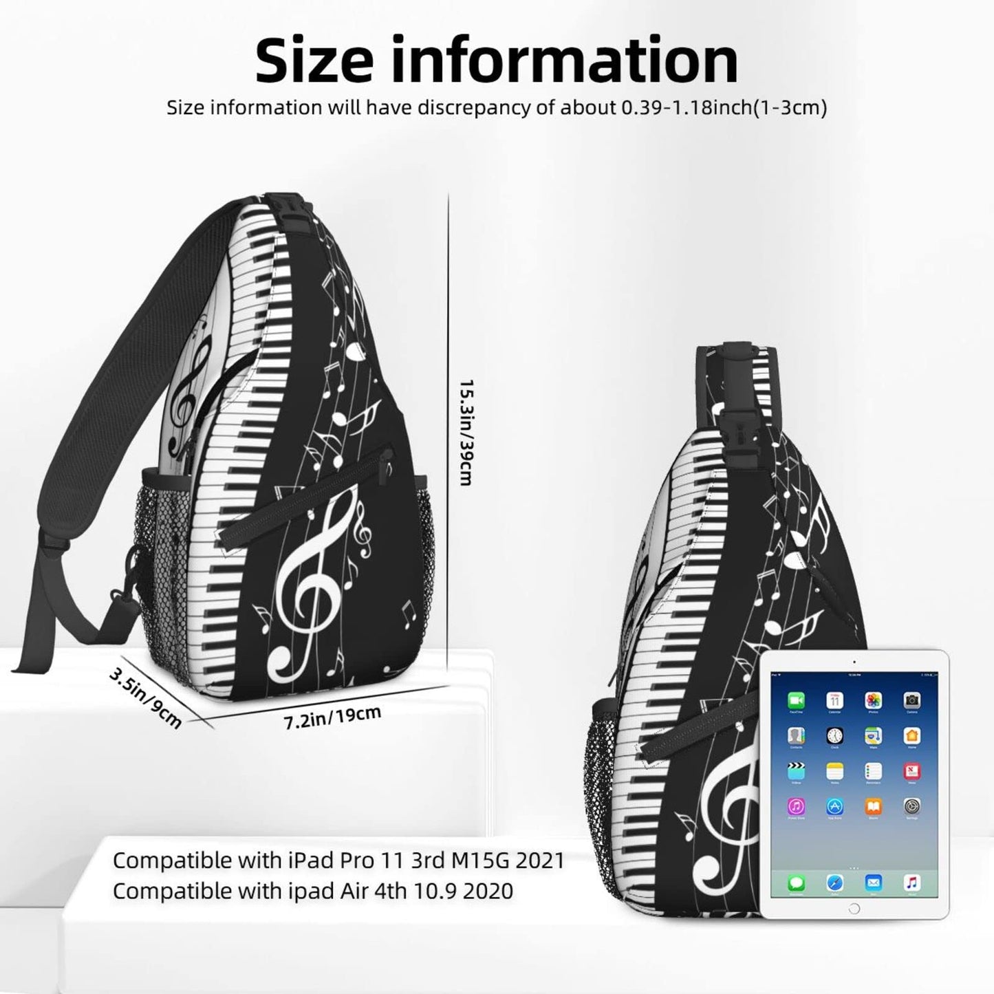 NiuKom Piano Keys Music Note Sling Backpack Crossbody Sling Bag for Women Men Shoulder Bag Travel Hiking Daypack