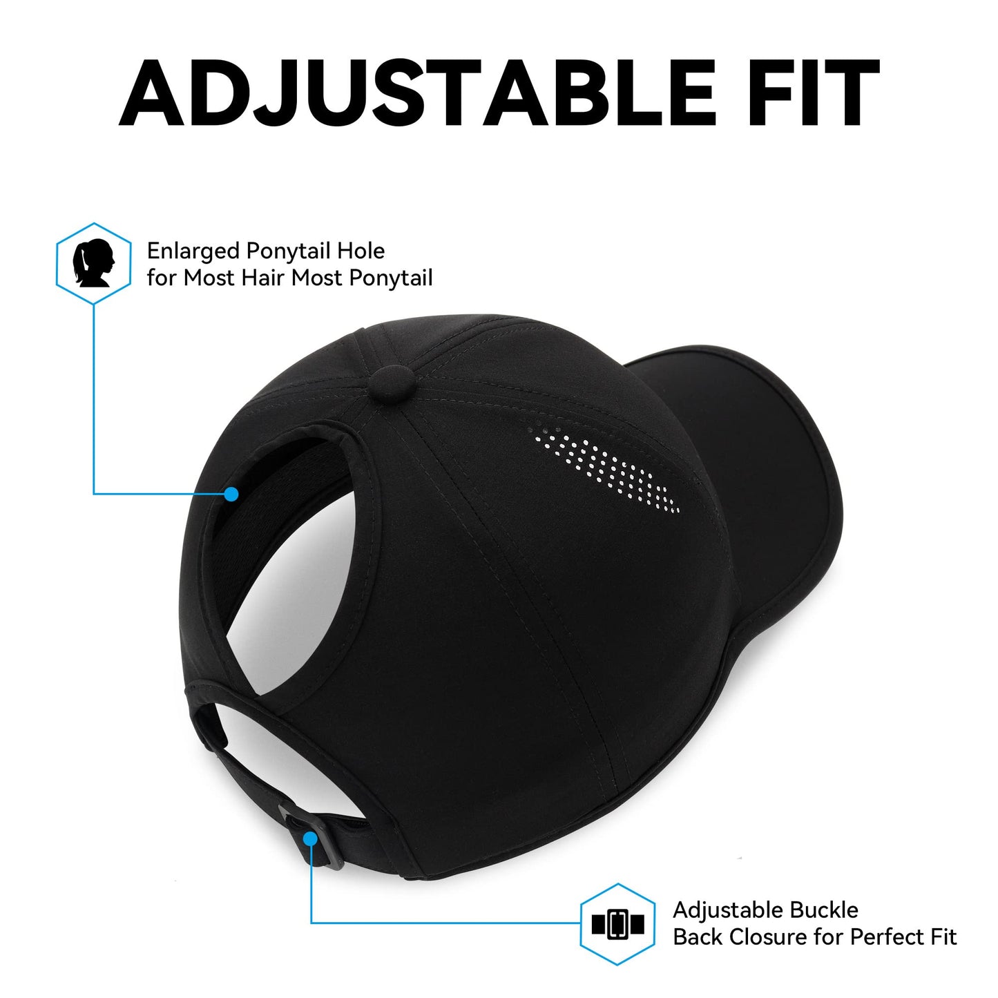 Gisdanchz Running Hat for Women with Ponytail Hole Womens Ponytail Hat Tennis Golf Sport Workout Exercise Gym Runner Hats Quick Dry Performance Ponyback Baseball Hats with Ponytail Hole, Black