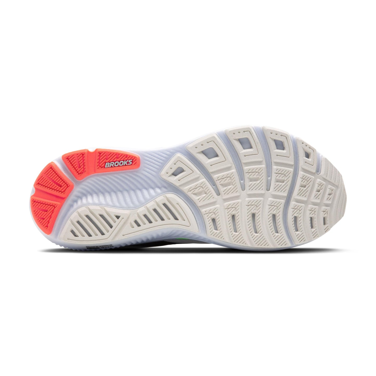 Brooks Men’s Ghost 17 Neutral Running Shoe - White/Pink Clay/Gecko - 15 Wide