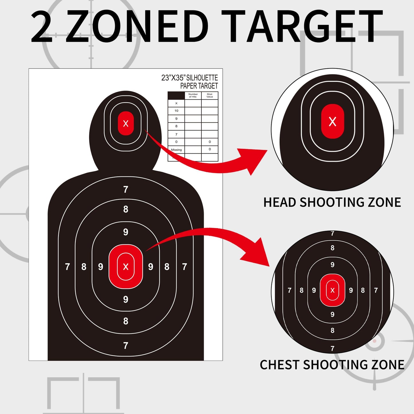 23x35 Inch Shooting Targets,10 Packs Silhouette Paper Targets for Shooting,Suitable for Handguns,Pistols,Rifles,Airguns,Pellet Gun,BB Guns,for Indoor and Outdoor Use