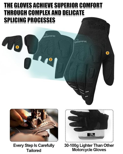 RIGWARL Mountain Bike Gloves, EUDE Anti-Fall Protection Motorcycle Gloves Women and Men, Ultra-Thin and Breathable Bike Glove with Touchscreen Fingers for Riding ATV MTB