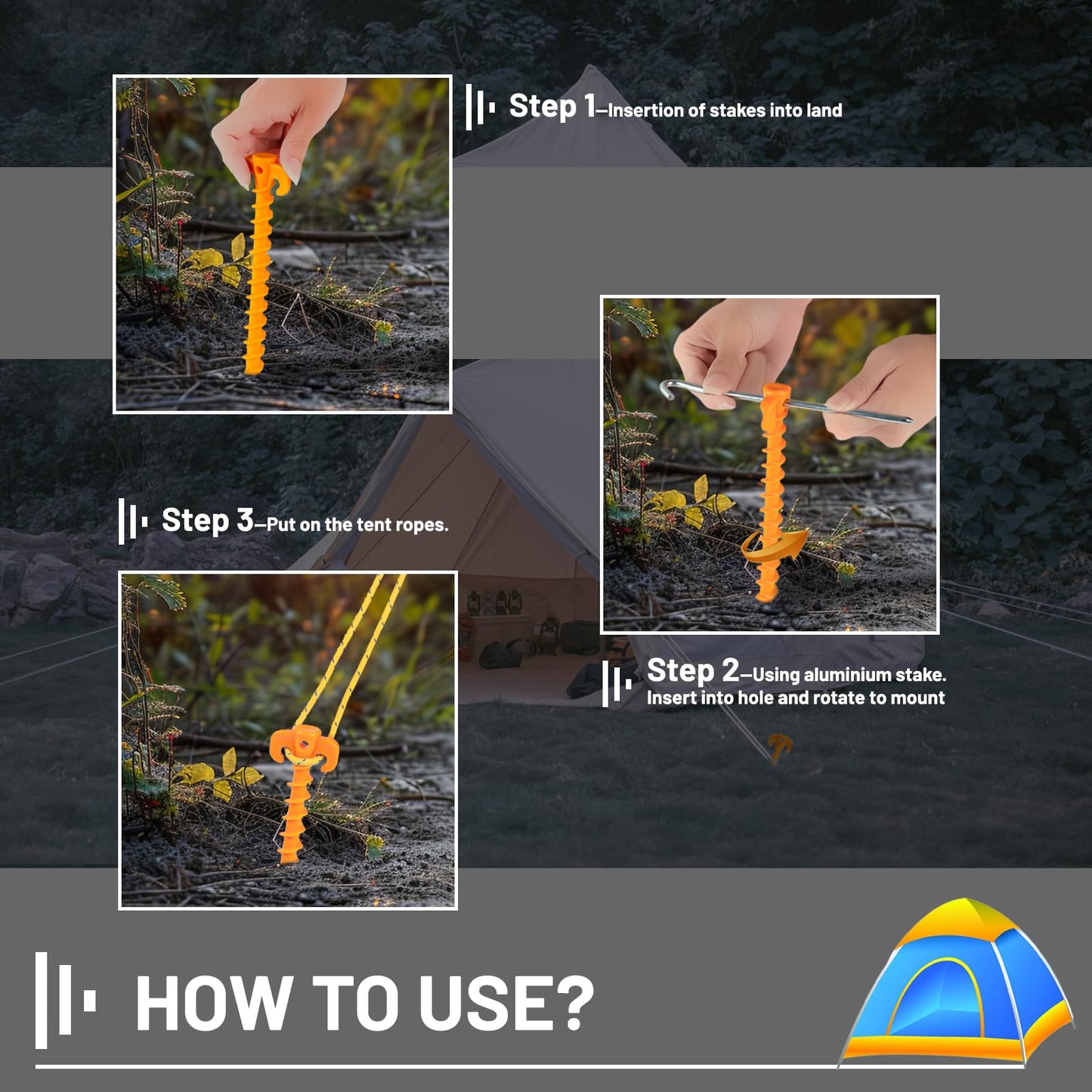 12pcs Tent Stakes,AVOFOREST 8 inch Heavy Duty Stakes Novelty Portable Gound Stakes for Beach,Garden,Hiking