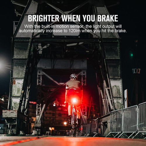 OLIGHT RN 120 C Bike Tail Lights, 120 Lumens and 260 Degree Visibility, 1500m Viewable Range, Rechargeable Bicycle Break Sensing Taillights, IPX6 Waterproof, Road and Urban Cyclists